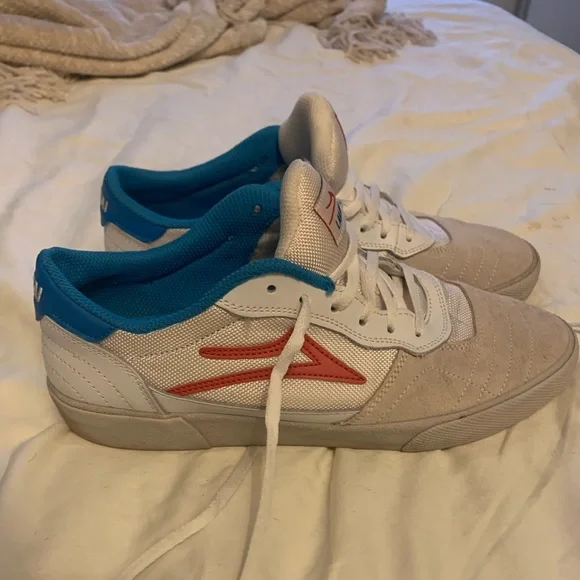 Lakai Skateboard Shoes Cambridge White/Coral Suede size 9.5 - Picture 2 of 6